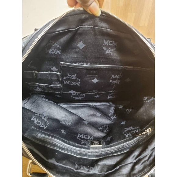 MCM Bags Authentic Mcm Visetos Black Leather Laptop Bag Poshmark